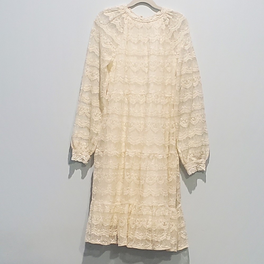 Zara Girls Ivory Long Sleeve Lace Dress